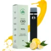 CBD vape med citron lukt och en gul splash backgrund.