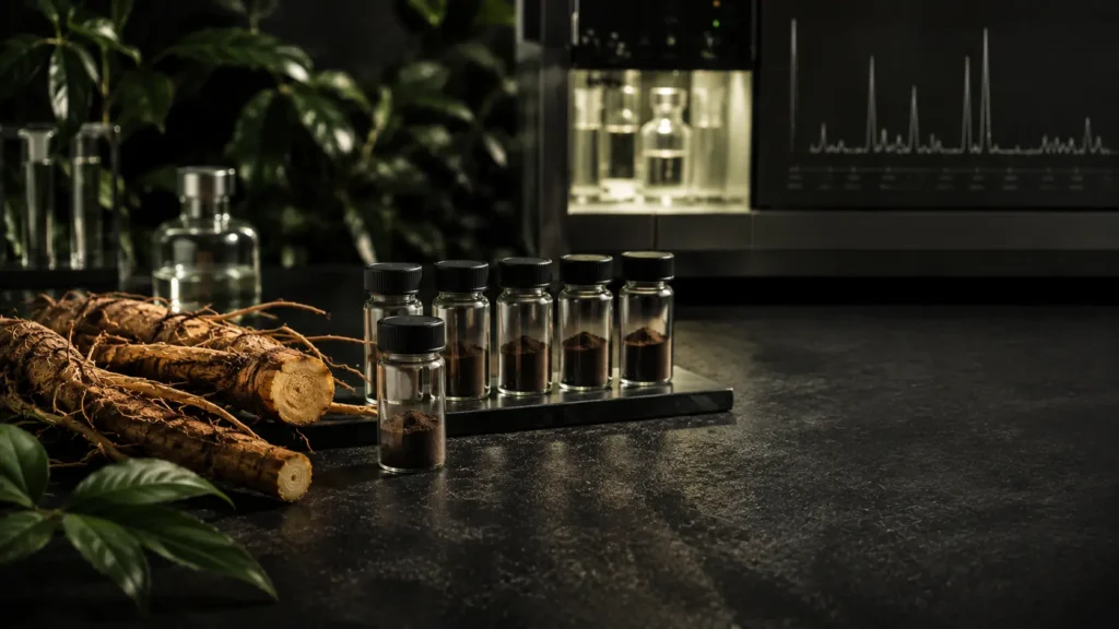 Standardized botanical extract with laboratory analysis and batch control